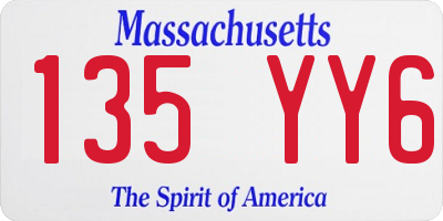 MA license plate 135YY6