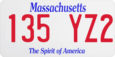 MA license plate 135YZ2