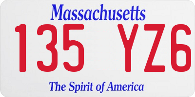 MA license plate 135YZ6