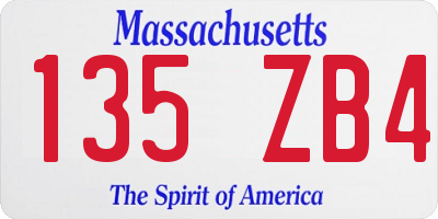 MA license plate 135ZB4