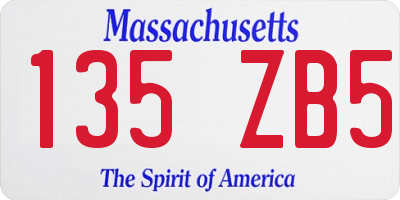 MA license plate 135ZB5