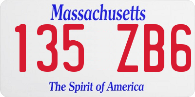 MA license plate 135ZB6