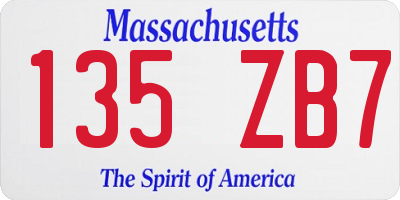 MA license plate 135ZB7