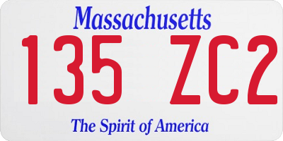 MA license plate 135ZC2
