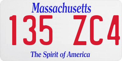 MA license plate 135ZC4
