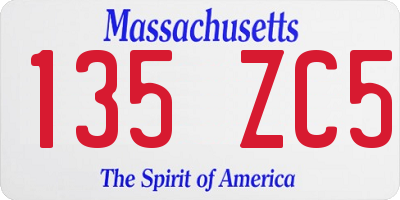 MA license plate 135ZC5