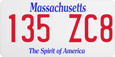 MA license plate 135ZC8