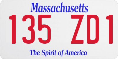 MA license plate 135ZD1