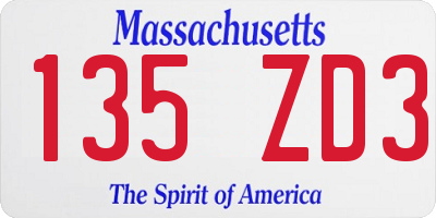 MA license plate 135ZD3