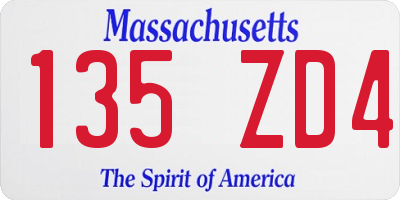 MA license plate 135ZD4
