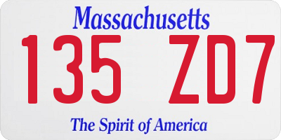 MA license plate 135ZD7