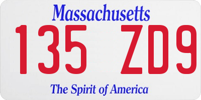 MA license plate 135ZD9