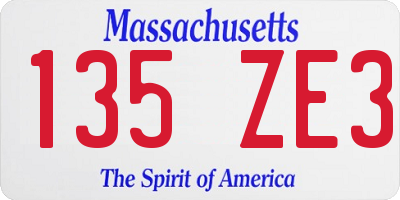 MA license plate 135ZE3