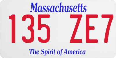 MA license plate 135ZE7