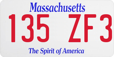 MA license plate 135ZF3