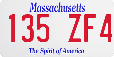 MA license plate 135ZF4