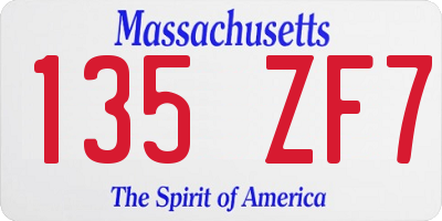 MA license plate 135ZF7