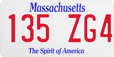 MA license plate 135ZG4