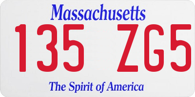 MA license plate 135ZG5