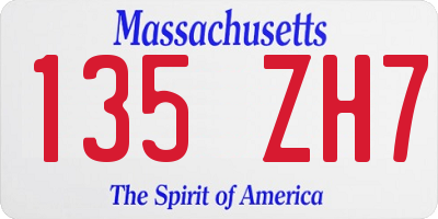 MA license plate 135ZH7