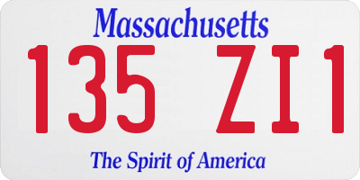 MA license plate 135ZI1