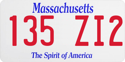 MA license plate 135ZI2