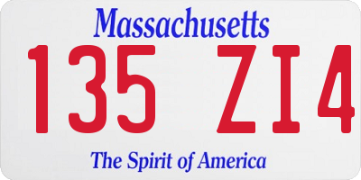 MA license plate 135ZI4