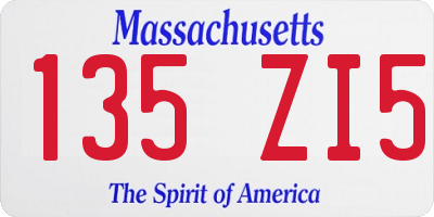 MA license plate 135ZI5