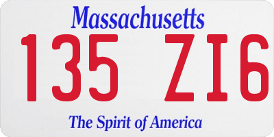 MA license plate 135ZI6