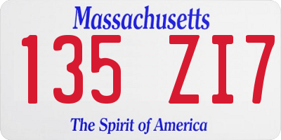 MA license plate 135ZI7