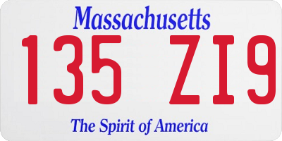 MA license plate 135ZI9