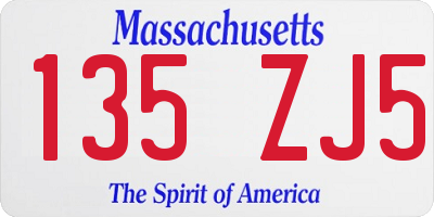 MA license plate 135ZJ5