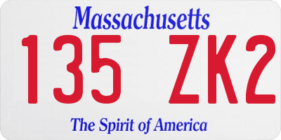 MA license plate 135ZK2