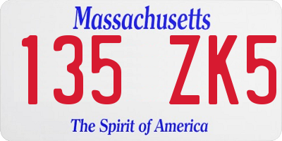 MA license plate 135ZK5