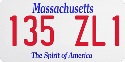 MA license plate 135ZL1