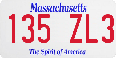 MA license plate 135ZL3