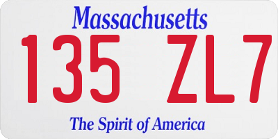 MA license plate 135ZL7