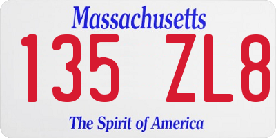 MA license plate 135ZL8