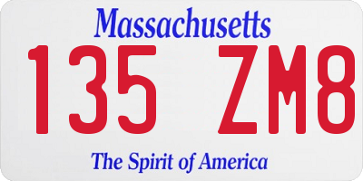 MA license plate 135ZM8