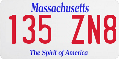 MA license plate 135ZN8