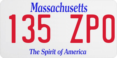MA license plate 135ZP0