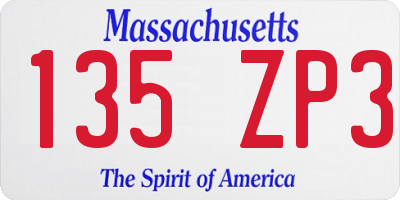 MA license plate 135ZP3