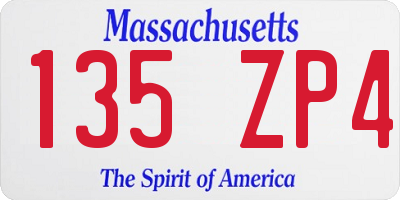 MA license plate 135ZP4