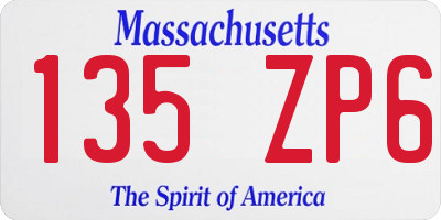 MA license plate 135ZP6