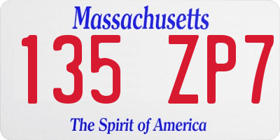 MA license plate 135ZP7