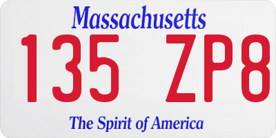 MA license plate 135ZP8