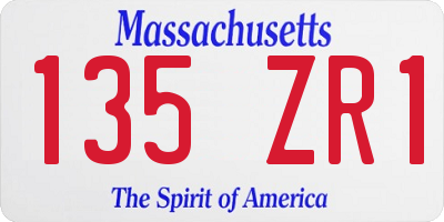 MA license plate 135ZR1