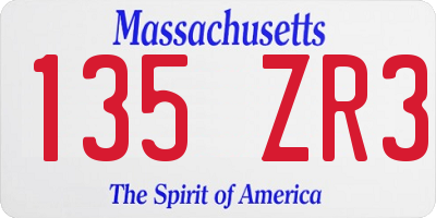MA license plate 135ZR3