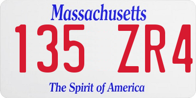 MA license plate 135ZR4