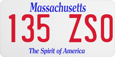 MA license plate 135ZS0